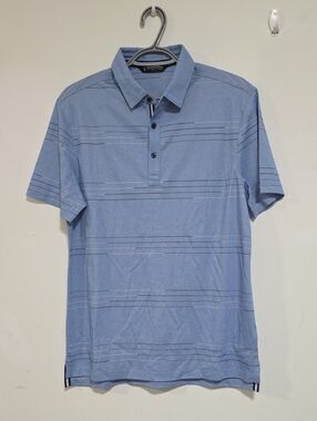 7 Diamonds Light Blue Striped Polo